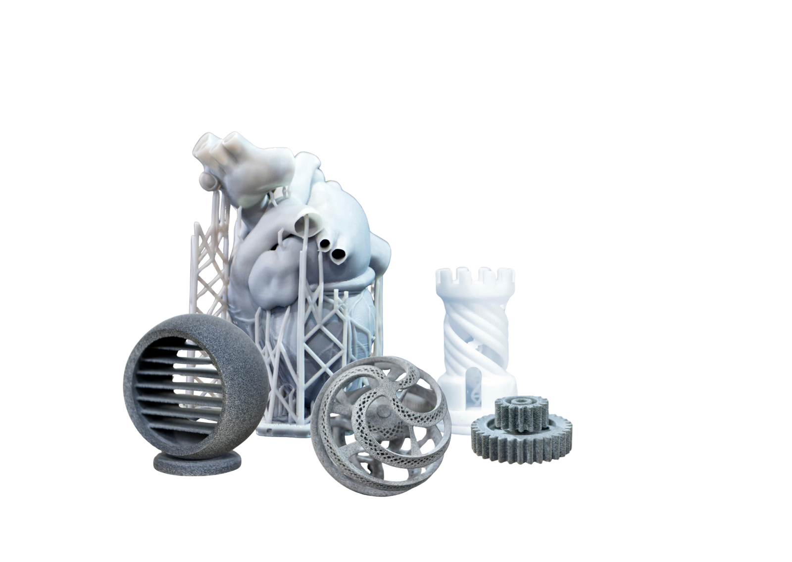 Exemple de plusieurs impression en SLA et poudre de nylon.